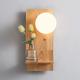 Nordic Wooden Wall Lamp with Shelf, Creative Milky White Glass Lampshade Design Wall Light G9 Single Head Lighting Fixture, Bedroom Bedside Aisle Corridor Stair Living Room Decoration