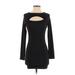Shein Casual Dress - Bodycon Crew Neck Long sleeves: Black Print Dresses - New - Women's Size Small