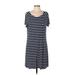 St. John's Bay Casual Dress - Shift: Blue Stripes Dresses - Women's Size Large