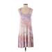 Splendid Casual Dress - A-Line Scoop Neck Sleeveless: Purple Print Dresses - Women's Size X-Small