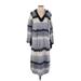 Ellen Tracy Casual Dress - Shift V Neck 3/4 sleeves: Gray Color Block Dresses - Women's Size Small