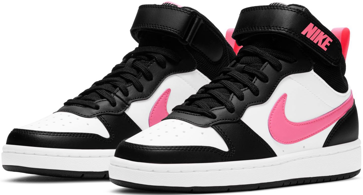 Sneaker NIKE SPORTSWEAR "COURT BOROUGH MID 2 (GS)", Gr. 36, schwarz, Leder, Synthetik, Schuhe, Design auf den Spuren des Air Force 1