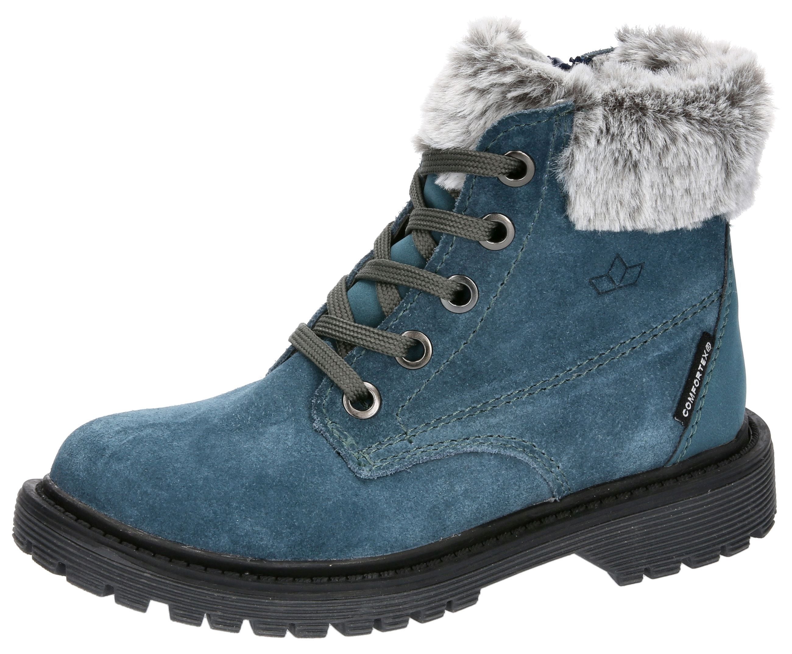 Winterstiefel LICO "Trendstiefel Asha", Mädchen, Gr. 33, blau, Veloursleder, Schuhe Winterstiefel