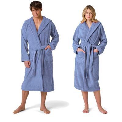 Unisex-Bademantel MÖVE "Superwuschel Kapuze, ideal für Sauna & Spa, Hotelbademantel" Gr. M, blau (cornflower), L:120cm in Gr. M, Walkfrottee, Hausmäntel, in Uni Image