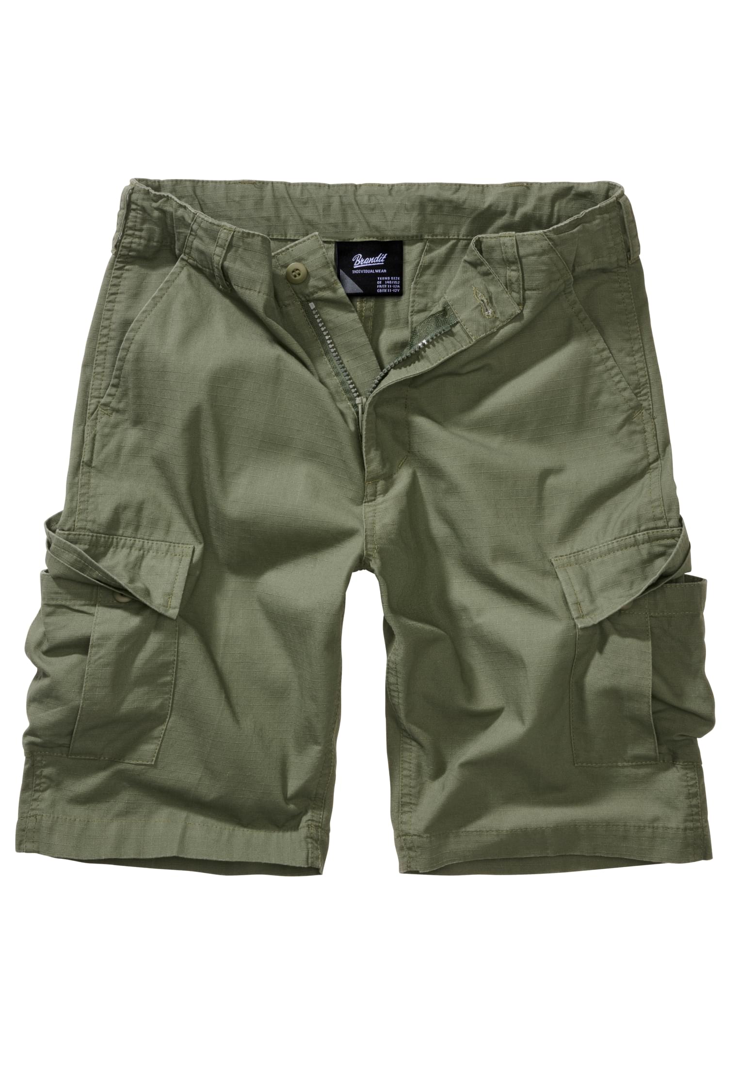Stoffhose BRANDIT "Brandit Herren Kids BDU Ripstop Shorts", Jungen, Gr. 134/140, Normalgrößen, grün (olive), 100% Baumwolle, unifarben, relaxed fit, Hosen Image