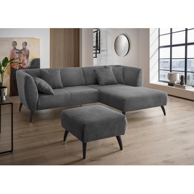 Ecksofa INOSIGN "Colori Polstermöbel mit zeitlos eleganter Rückenführung. L-Form", grau, B:264cm H:80cm T:160cm, 100% Polyester, Sofas, Holzfußfarbe wählbar, inkl. 4x Zierkissen Image