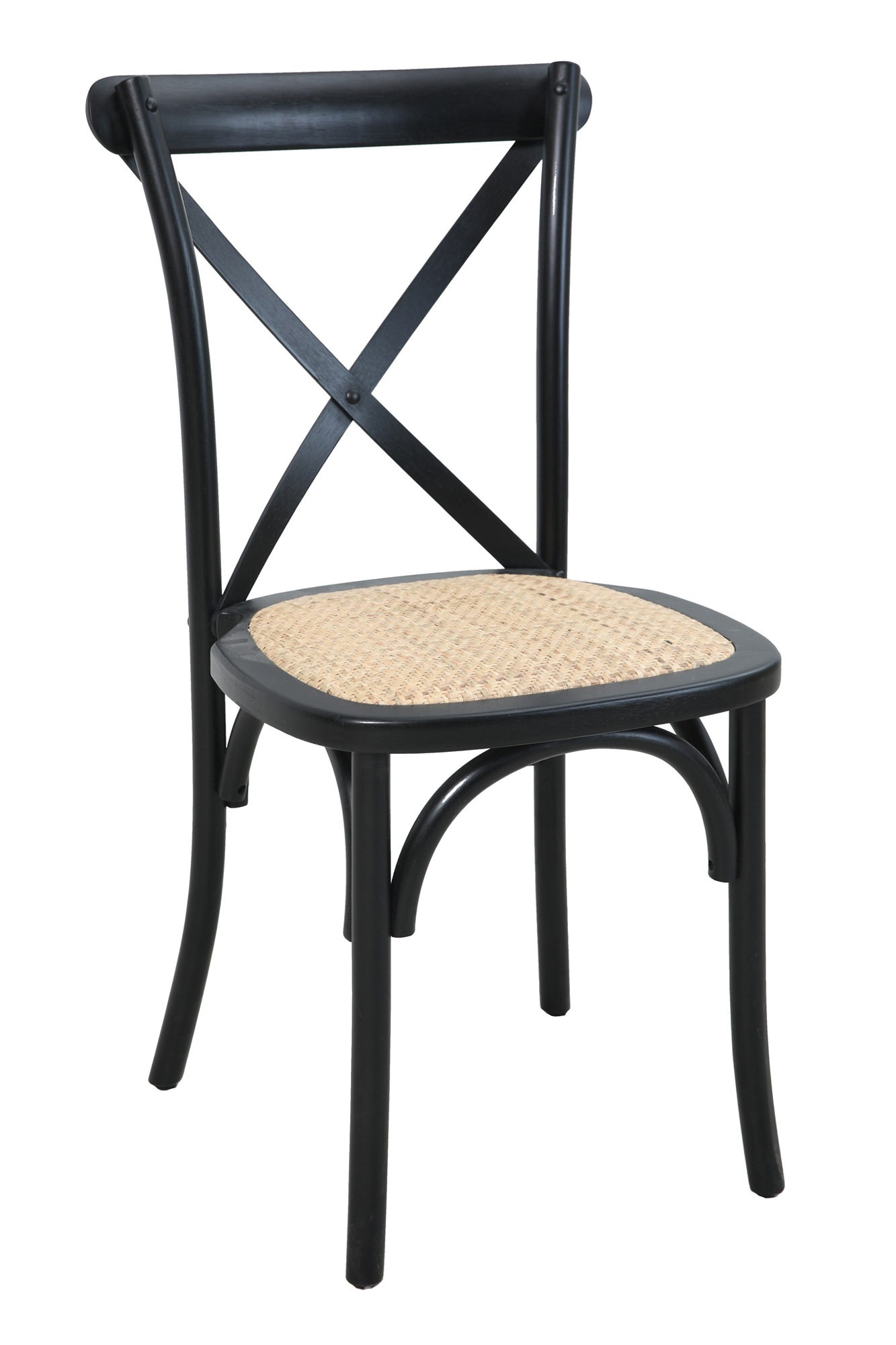 Rattanstuhl SIT, schwarz (schwarz, natur, schwarz), B:48cm H:89cm T:52cm, Geflecht Rattan, Massivholz, Stühle, Rattanstuhl, stapelbar
