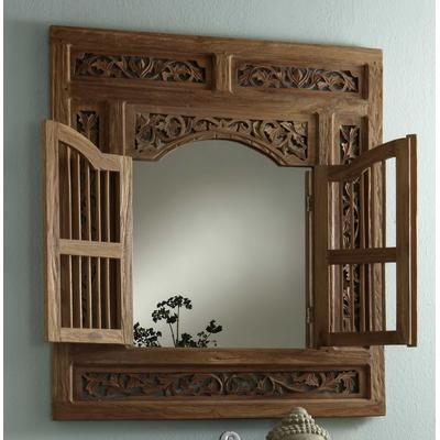 Wandspiegel SIT, beige (natur), B:80cm H:90cm T:3,5cm, Massivholz, Spiegel, mit 2 Flügeltüren Image