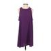 Ann Taylor LOFT Casual Dress - Shift Crew Neck Sleeveless: Purple Print Dresses - Women's Size X-Small