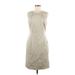 Elie Tahari Casual Dress - Sheath Crew Neck Sleeveless: Gray Print Dresses - New - Women's Size 8