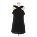 Banana Republic Cocktail Dress - Mini High Neck Short sleeves: Black Solid Dresses - Women's Size 4