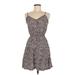Mimi Chica Casual Dress - Mini: Gray Floral Dresses - Women's Size Medium