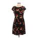 Hail3y Scoop Neck Short sleeves:23 Casual Dress - A-Line Scoop Neck Short sleeves: Black Floral Dresses - Women's Size Large