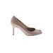 ISAAC Heels: Slip On Stilleto Minimalist Gray Solid Shoes - Women's Size 6 1/2 - Round Toe