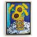 Rosalind Wheeler Sunflowers In Vase By Mandy Buchanan Modern Wall Art Decor - Floating Canvas Frame Canvas, Glass | 12 H x 16 W x 0.75 D in | Wayfair