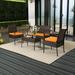 Thy-Hom 4 - Person Outdoor Seating Group w/ Cushions Synthetic Wicker/All - Weather Wicker/Wicker/Rattan in Orange | Wayfair BLM0317DBOR-New