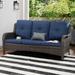 Ebern Designs Gyung 73" Wide Outdoor Wicker Reversible Patio Sofa w/ Cushions Wicker/Rattan/Olefin Fabric Included in Gray | Wayfair