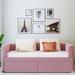 Mercer41 Shanav Velvet Daybed w/ Two Drawers Upholstered/Velvet in Pink | 28.9 H x 41.9 W x 79.7 D in | Wayfair 8297A1FD941744C5B4CAD3C7DEB5F181