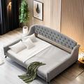 Rosdorf Park Keuna Modern Luxury Tufted Button Full Size Upholstered Daybed Upholstered in Gray | 33.8 H x 60.6 W x 80.7 D in | Wayfair