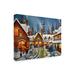 The Holiday Aisle® Village Square On Canvas by Geno Peoples Print Canvas in Brown/Orange | 14 H x 19 W x 2 D in | Wayfair