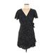 Casual Dress - A-Line V Neck Short sleeves: Black Polka Dots Dresses - Women's Size Large