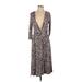 Weekend Max Mara Casual Dress - Midi Plunge 3/4 sleeves: Gray Dresses - Women's Size Small