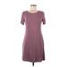Garage Casual Dress - A-Line Scoop Neck Short sleeves: Burgundy Print Dresses - Women's Size Medium