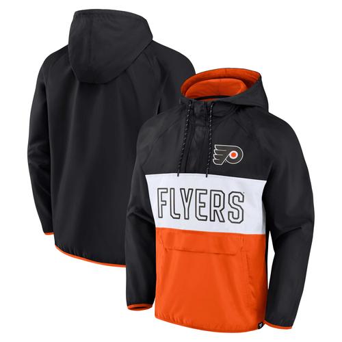 Schwarz/Orange Philadelphia Flyers Backhand Shooter Defender Anorak Raglan Hoodie Quarter-Zip Fanatics Herrenjacke