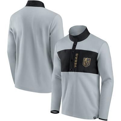 Grau/schwarze Vegas Golden Knights Hockey-Polarfleece-Jacke mit Vierteldruckknopf für Herren Image