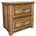 27 Inch 2 Drawer Nightstand Solid Pine and Mango Wood Light Brown