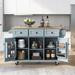 Foldable Rubber Wood Drop-Leaf Countertop 53.1 in. W 3 Drawers Kitchen Island on Wheels with Storage Cabinet