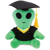 DolliBu Super Soft Green Alien Graduation Plush Toy with Gown and Cap - 6 inches