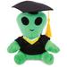 DolliBu Super Soft Green Alien Graduation Plush Toy with Gown and Cap - 6 inches