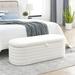 Storage Ottoman Bench Upholstered Fabric Storage Bench End of Bed Stool with Safety Hinge - 45.50" L x 18.50" W x 16.00" H