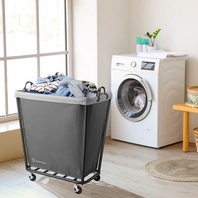 Commercial Large Rolling Canvas Bin Laundry Hamper on Wheels, Gray