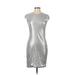Twenty Cluny Casual Dress - Sheath Crew Neck Short sleeves: Silver Print Dresses - Women's Size 6