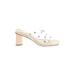 Lulus Heels: Slip-on Chunky Heel Casual Ivory Print Shoes - Women's Size 10 - Open Toe