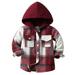 Miyanuby Toddler Kids Boys Girls Hooded Plaid Shirt Button Baby Red Plaid Shirt Plaid Shirt Hooded Clothes Red 3M-8T
