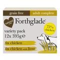 36x395g Forthglade Complete Meal Grain-Free Chicken & Chicken with Liver Adult Wet Dog Food