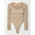 Skims - Seamless Sculpt Long Sleeve Thong Bodysuit - Clay