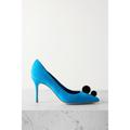 Manolo Blahnik - Piera 105 Pom Pom-embellished Suede Pumps - Blue