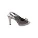 AK Anne Klein Heels: Gray Print Shoes - Women's Size 9 - Peep Toe