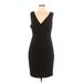 Club Monaco Cocktail Dress - Sheath Plunge Sleeveless: Black Print Dresses - Women's Size 10
