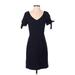 Club Monaco Casual Dress - Sheath V Neck Short sleeves: Black Print Dresses - Women's Size 4