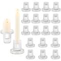 Glass Candle Holder Candlestick Holders: Hewory 20pcs Glass Candle Holders for Pillar Candles Votive Candle, Modern Ribbed Tealight Holders Clear Candle Sticks Holder for Home Decor Christmas Party