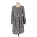 Old Navy Casual Dress - A-Line Keyhole 3/4 sleeves: Gray Dresses - Women's Size X-Small