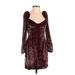 Wilfred Casual Dress - Party Plunge Long sleeves: Burgundy Print Dresses - Women's Size 2