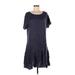 Bar III Casual Dress - DropWaist Scoop Neck Short sleeves: Blue Solid Dresses - Women's Size Medium