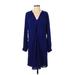 Rebecca Taylor Casual Dress V Neck Long sleeves: Blue Print Dresses - Women's Size 2