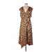 Bar III Casual Dress - Midi: Brown Leopard Print Dresses - Women's Size Large